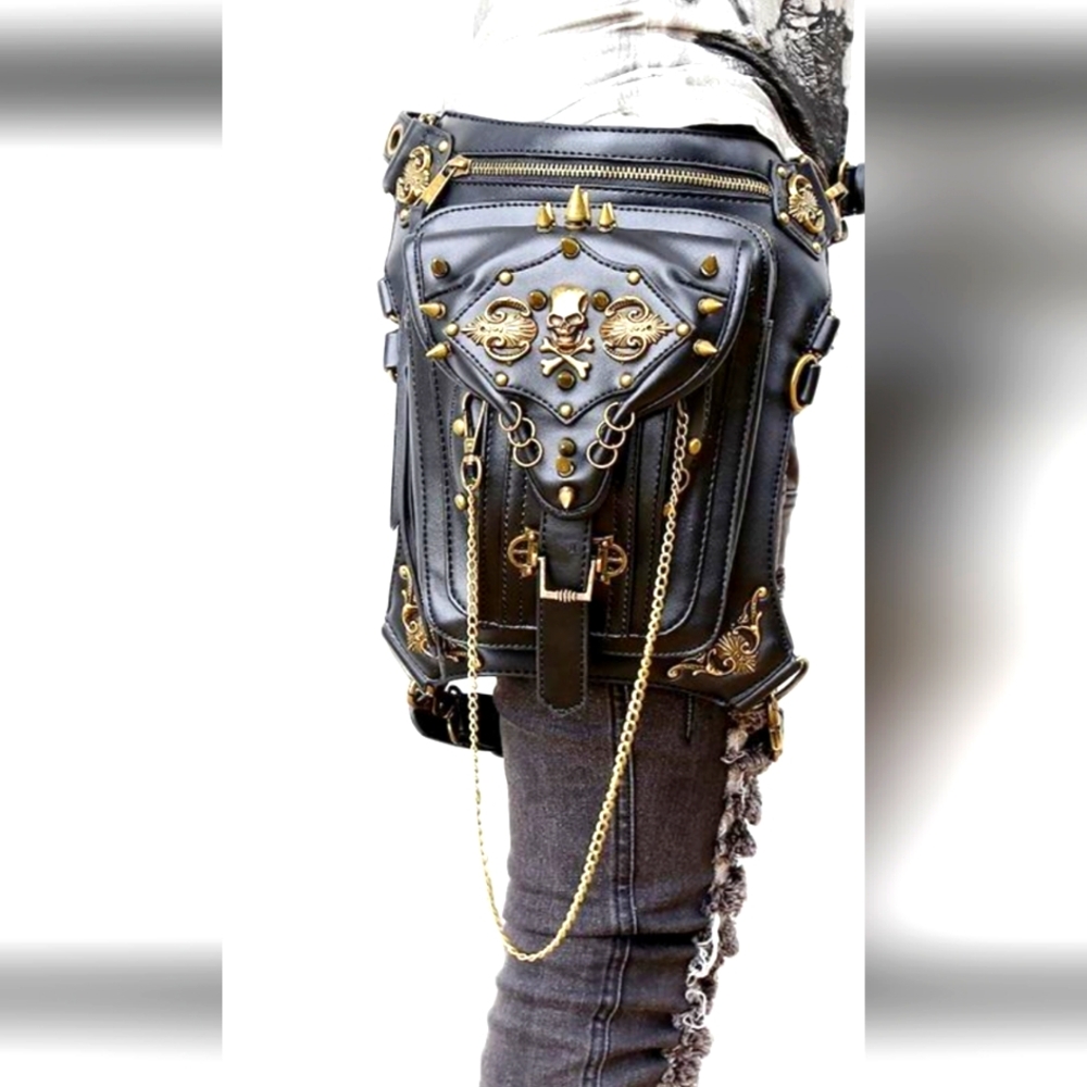 Black and Gold Steampunk Gothic Leg Holster